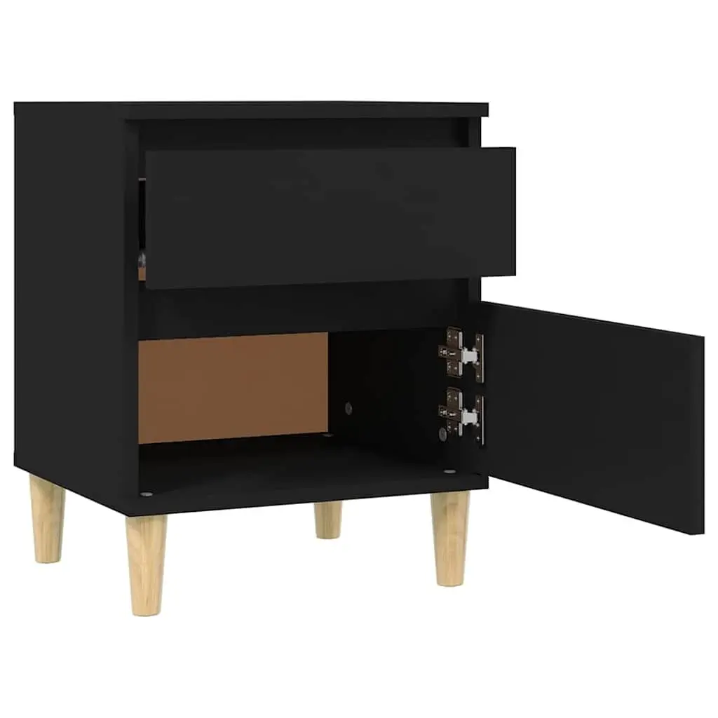 Bedside Cabinets Engineered Wood 40W x 35D x 50H cm Black 2 Piece
