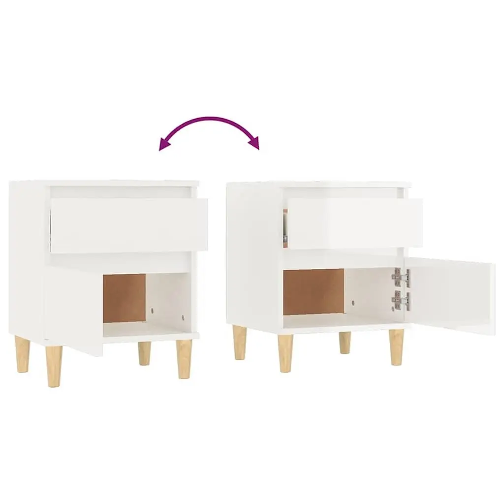 Bedside Cabinet White High Gloss Storage Nightstand Side Table Bedroom Furniture