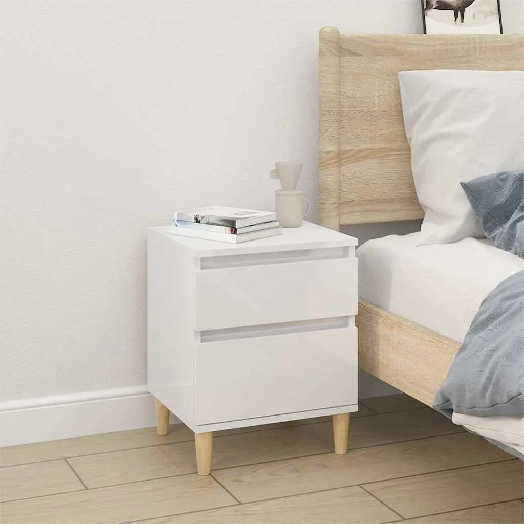 White High Gloss Bedside Cabinets for Storage