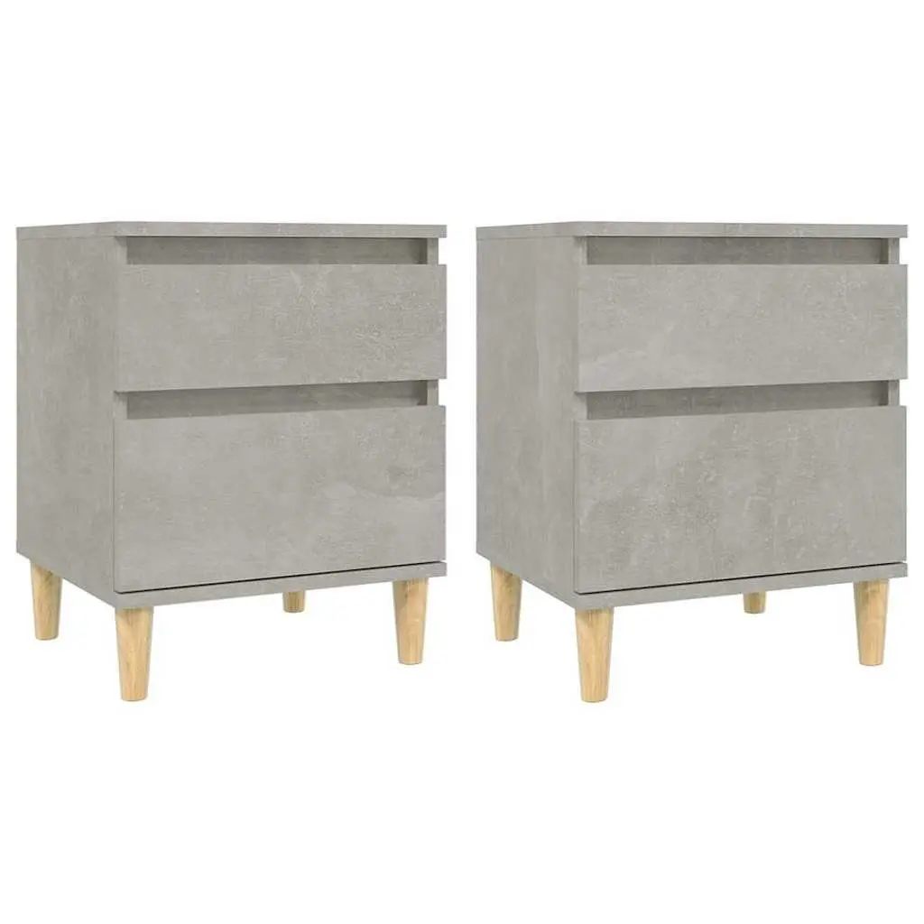 Bedside Cabinets Storage Grey Bedroom Furniture Nightstand Set 40x35x50 cm