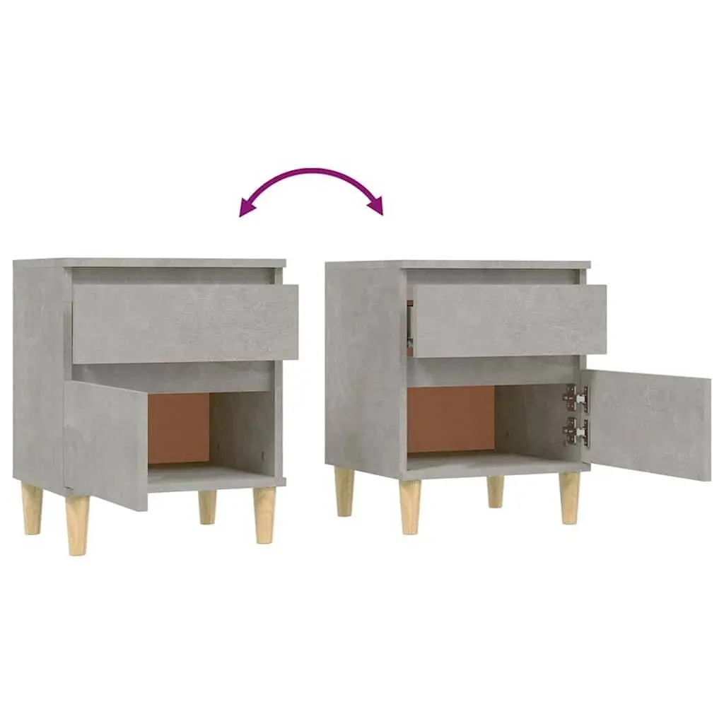 Bedside Cabinets Storage Grey Bedroom Furniture Nightstand Set 40x35x50 cm