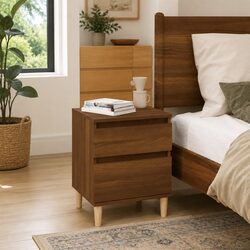 Bedside Cabinet Storage Brown Oak 40x35x50 cm Bedroom Nightstand Side Table