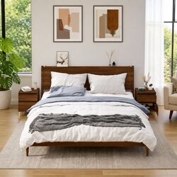 Elegant Brown Oak Bedside Cabinets Set for Bedroom