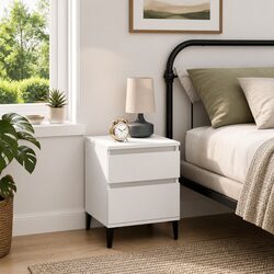 Stylish White Bedside Cabinet with Ample Storage