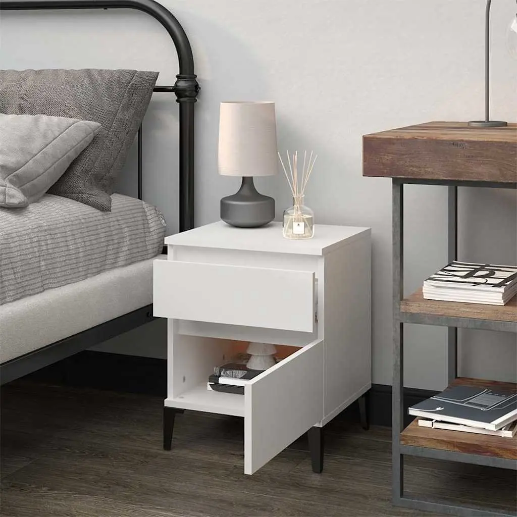 White Bedside Cabinet with Ample Storage