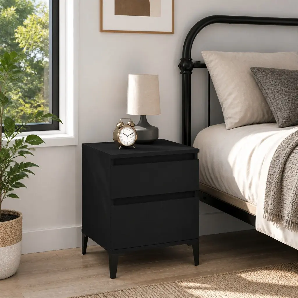 Black Nightstand for Bedroom Storage