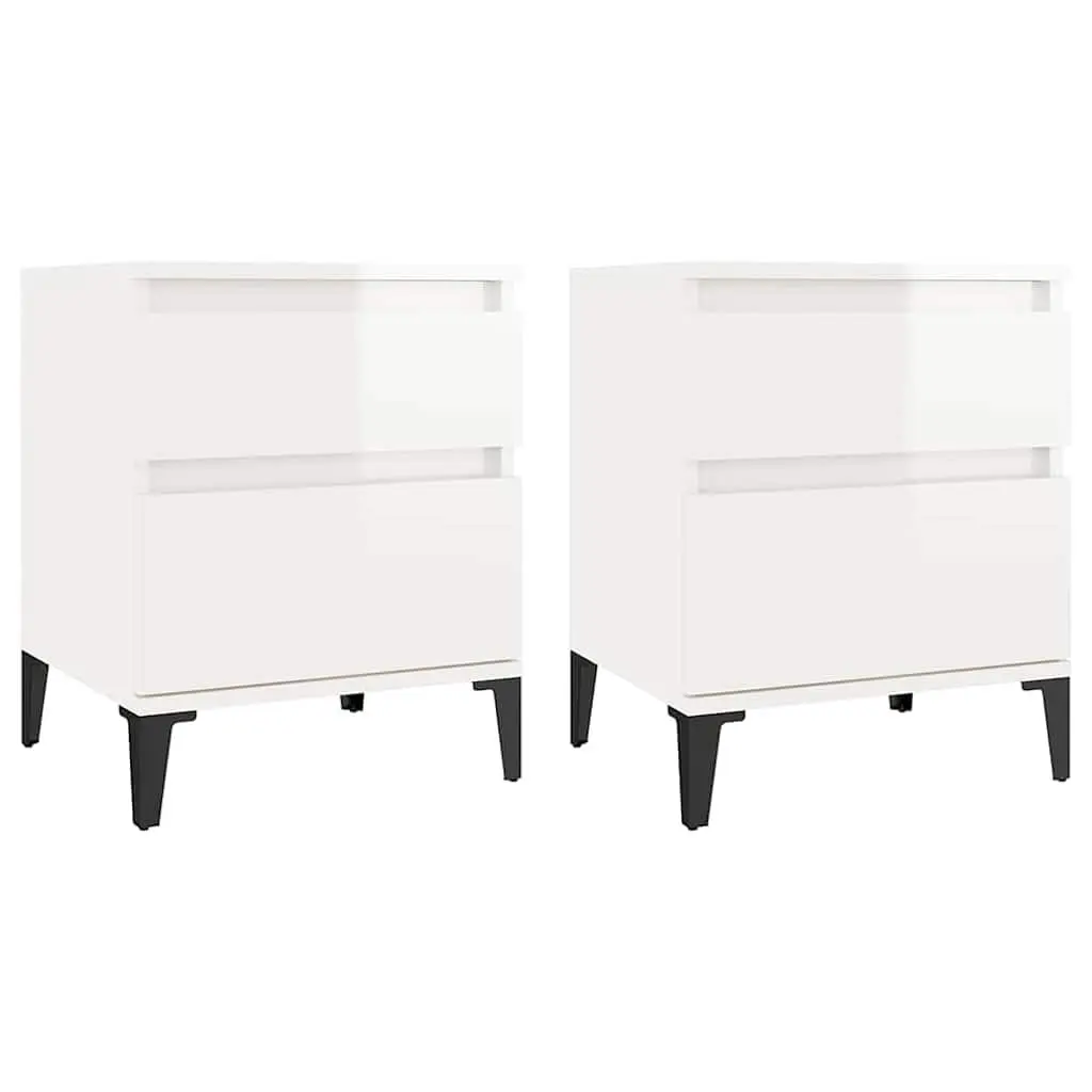 Bedside Cabinets 2 pcs White Nightstand Set