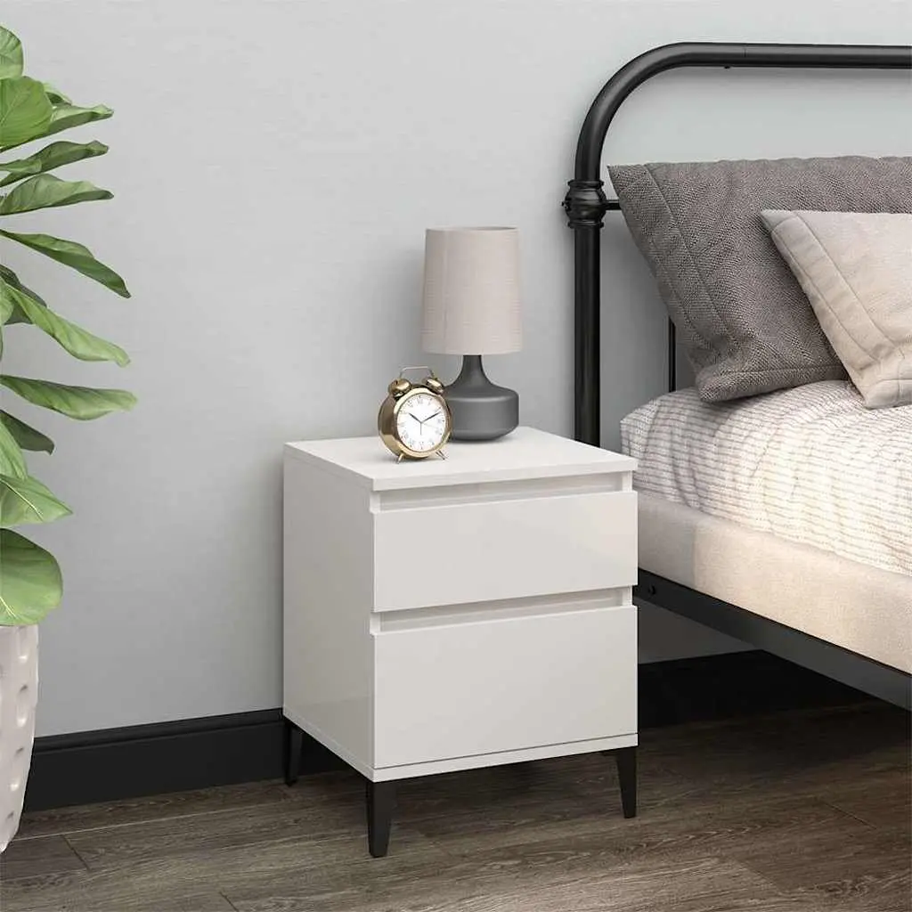 Bedside Cabinets 2 pcs White Nightstand Set