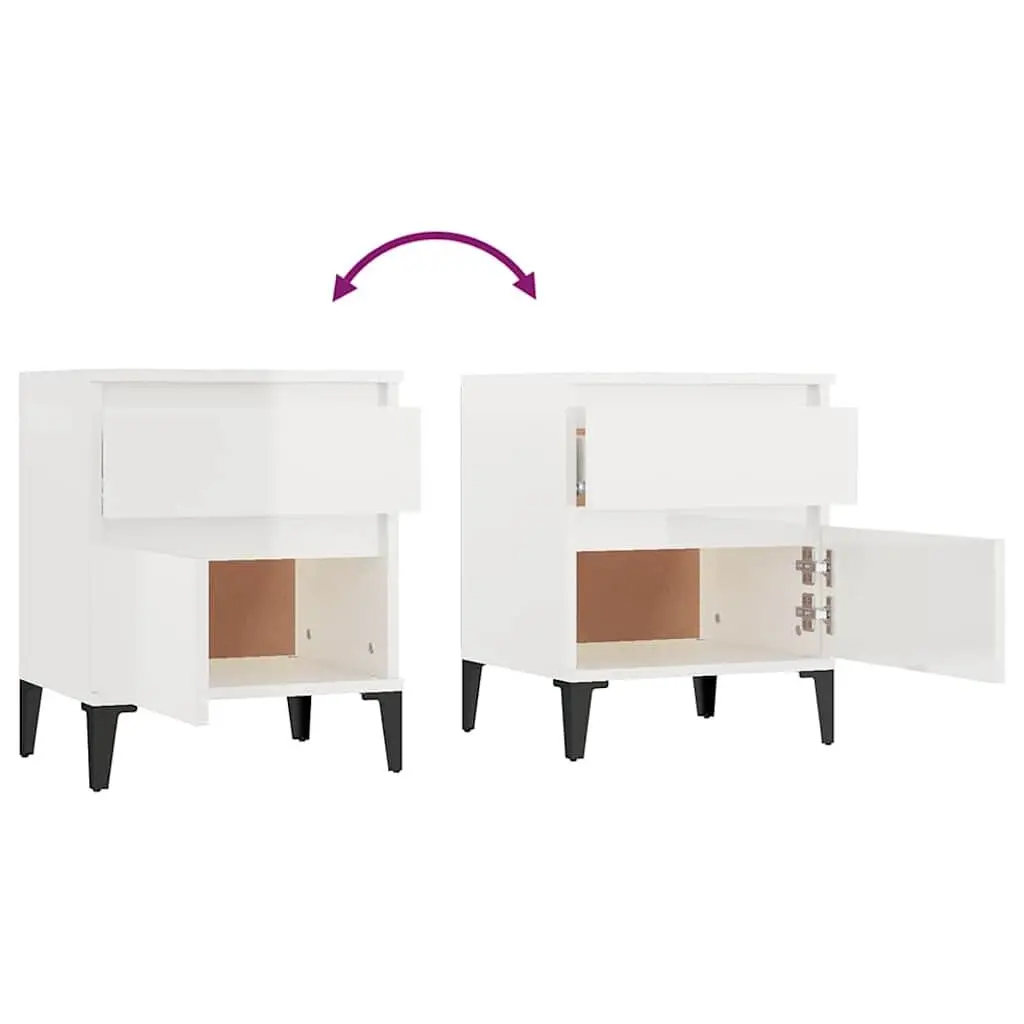 Bedside Cabinets 2 pcs White Nightstand Set