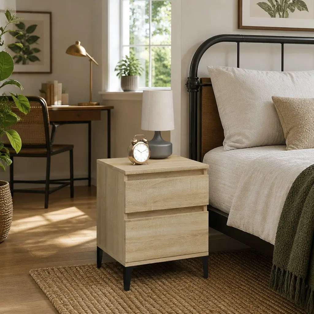 Brown Wooden Bedside Cabinet for Storage