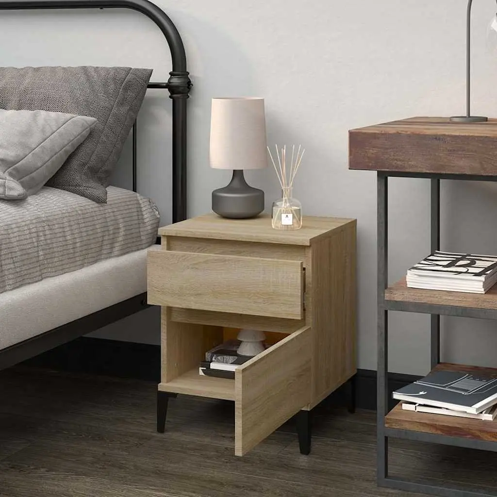Brown Wooden Bedside Cabinet for Storage