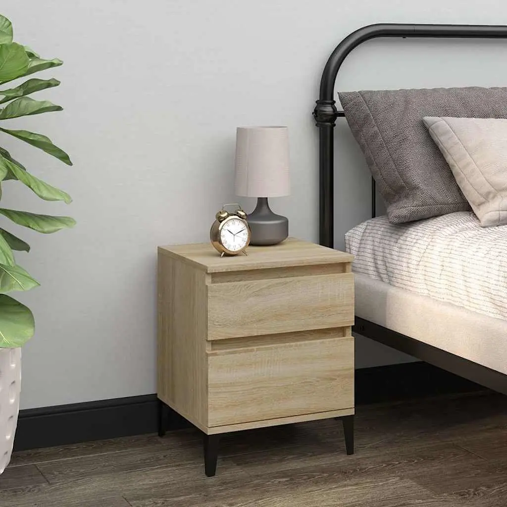 Brown Bedside Storage Cabinets Set of 2
