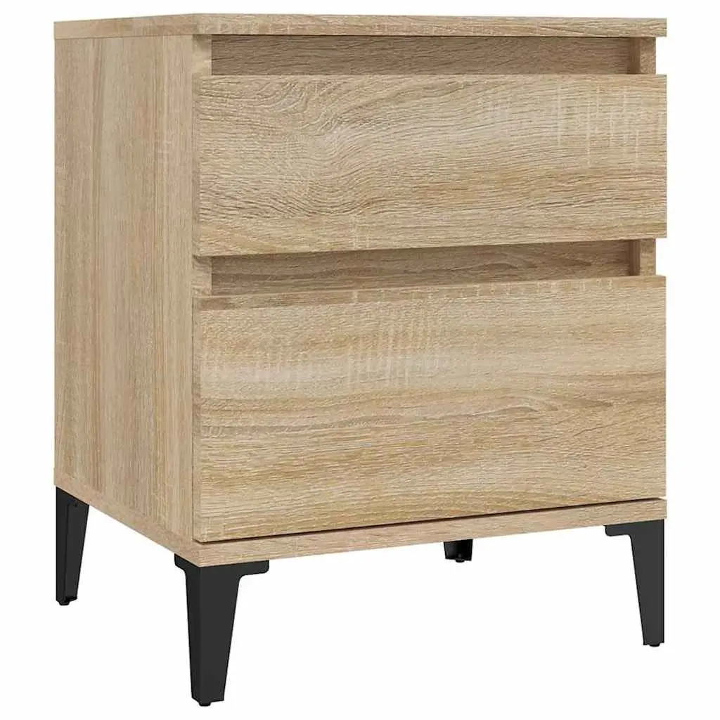 Brown Bedside Storage Cabinets Set of 2