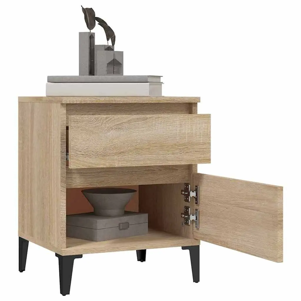 Brown Bedside Storage Cabinets Set of 2