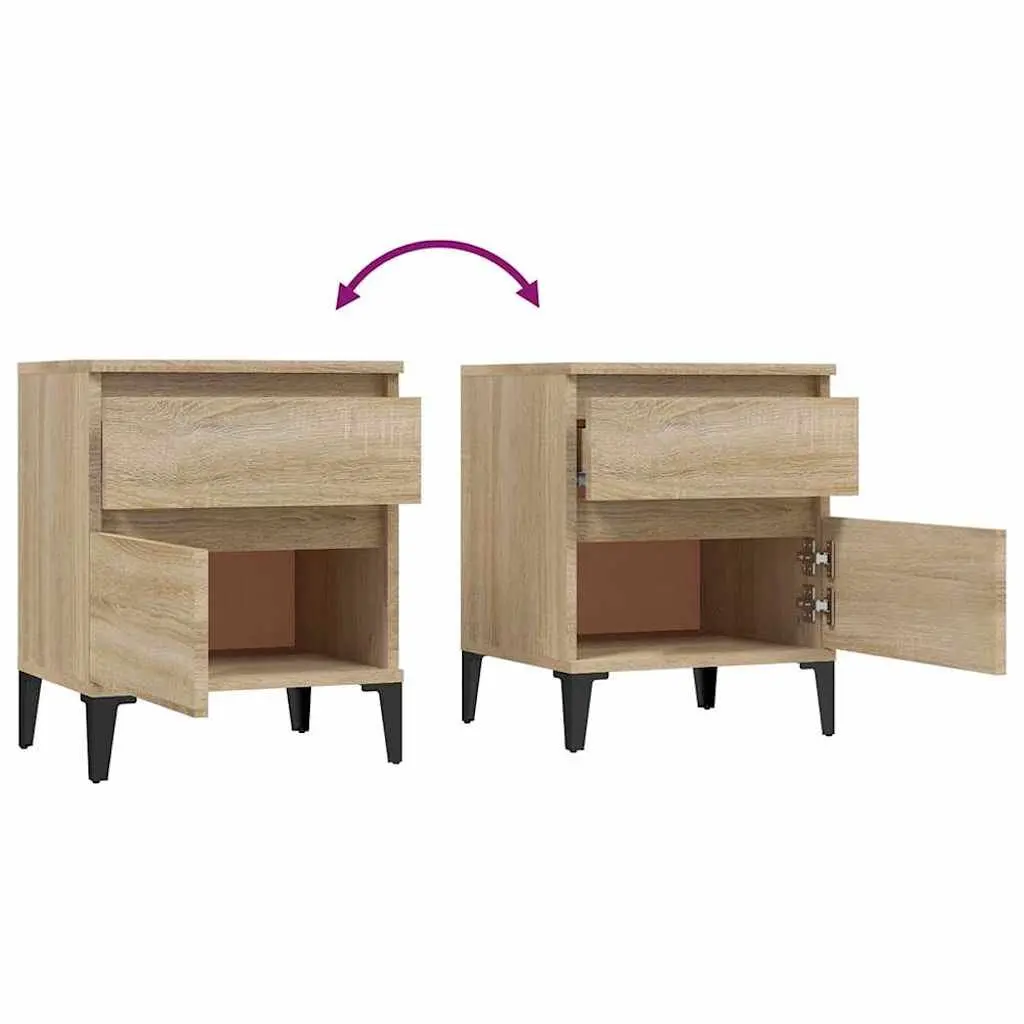 Brown Bedside Storage Cabinets Set of 2