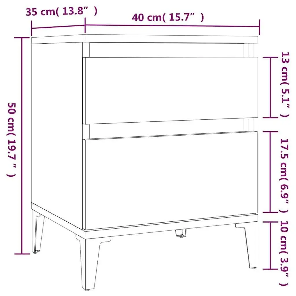 Bedside Storage Cabinet Set 40x35x50cm Brown