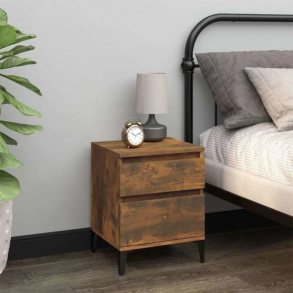 Bedside Storage Cabinet Set 40x35x50cm Brown
