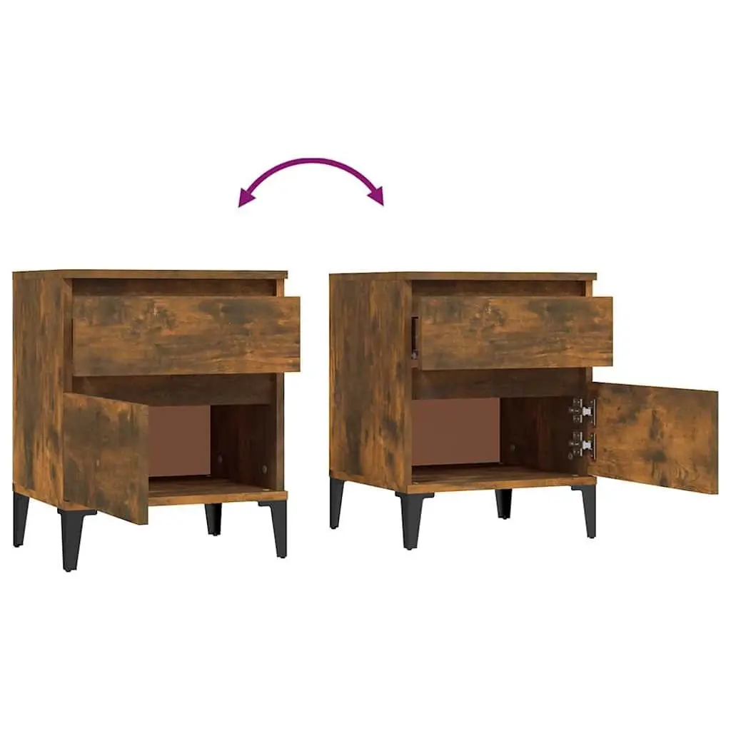 Bedside Storage Cabinet Set 40x35x50cm Brown
