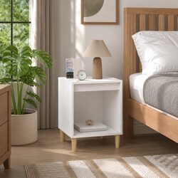 Bedside Cabinet White Nightstand Storage Table with Durable Design 40x35x50cm