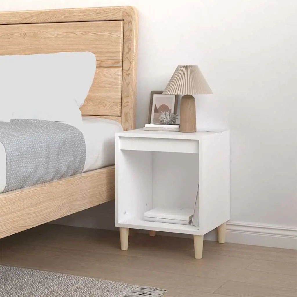 Bedside Cabinet White Nightstand Storage Table Bedroom Furniture 40x35x50cm