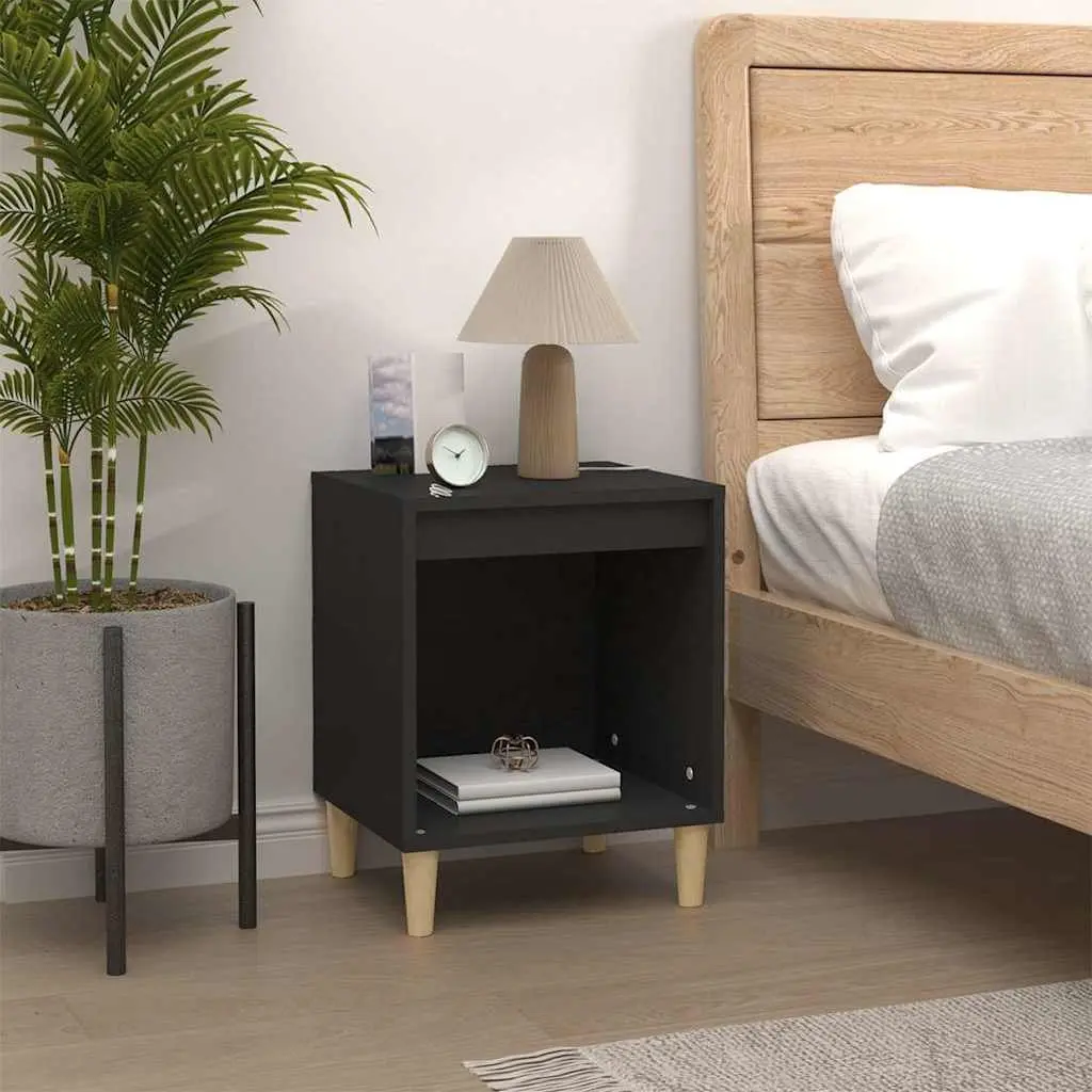 Black Bedside Cabinets, 2 Pcs Storage Tables