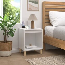 Bedside Cabinet White High Gloss Engineered Wood Side Table Bedroom Storage