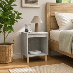 Stylish Grey Bedside Table with Ample Storage