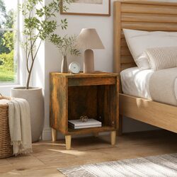 Elegant Brown Wood Bedside Cabinet for Storage