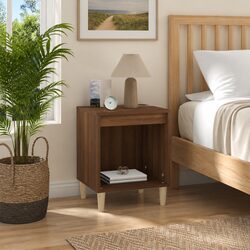 Brown Oak Bedside Cabinet - 40x35x50 cm Engineered Wood