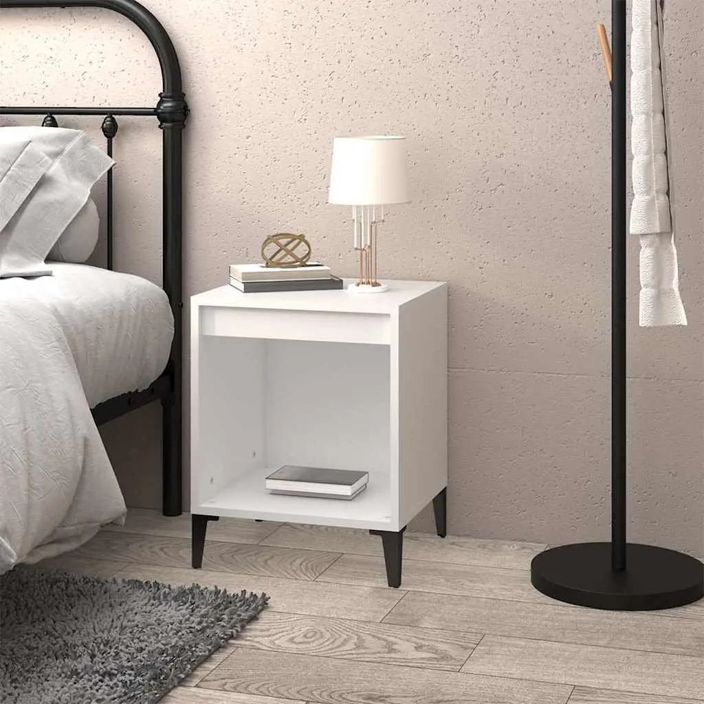 Bedside Cabinet White Nightstand Storage Bedside Table 40x35x50 cm