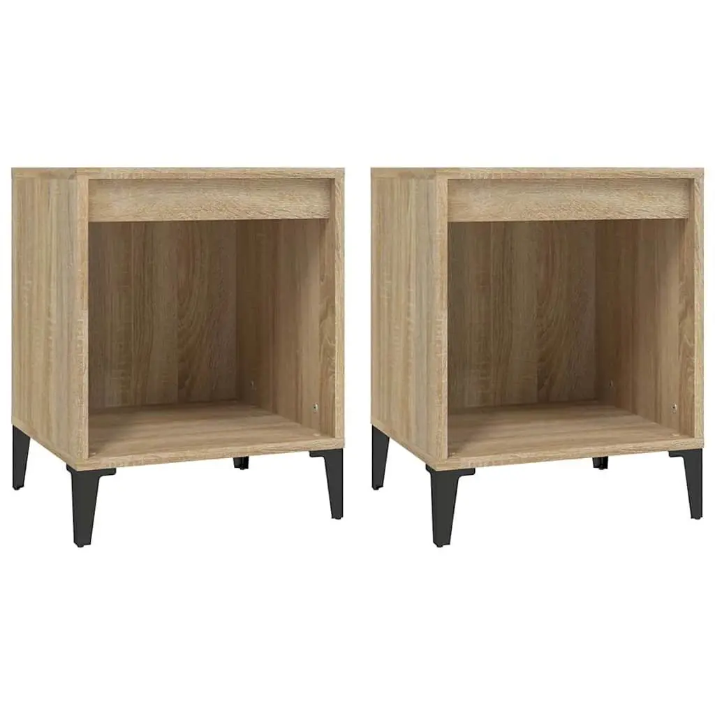 Bedside Cabinets 2 pcs Brown Storage Nightstands Bedroom Furniture Side Tables