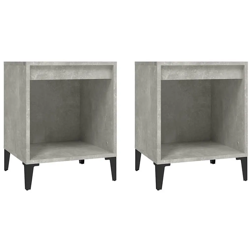 Bedside Cabinets 2 Pieces Grey Storage Nightstands Bedroom Furniture Set