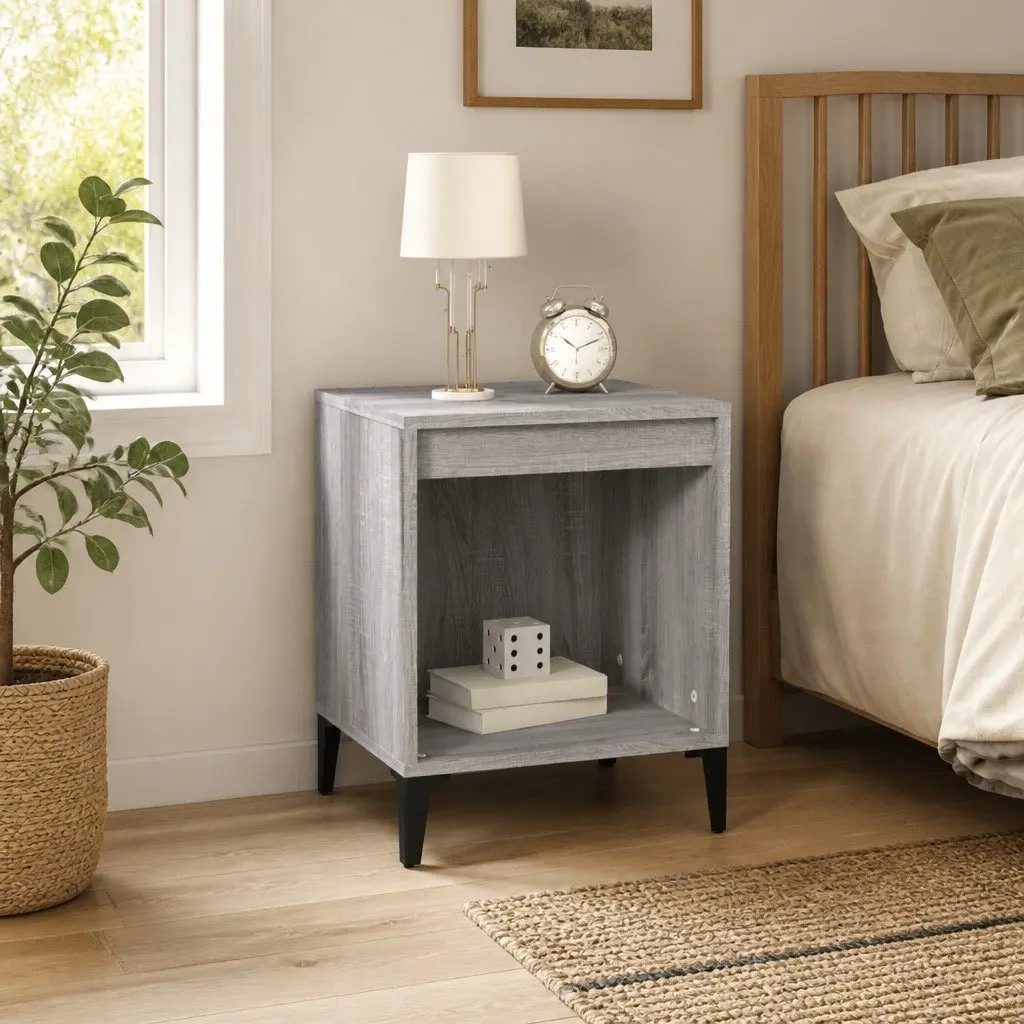 Grey Sonoma Engineered Wood Bedside Cabinet