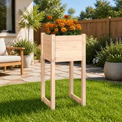 Durable Solid Wood Planter Box for Outdoor Use 40x40x81 cm