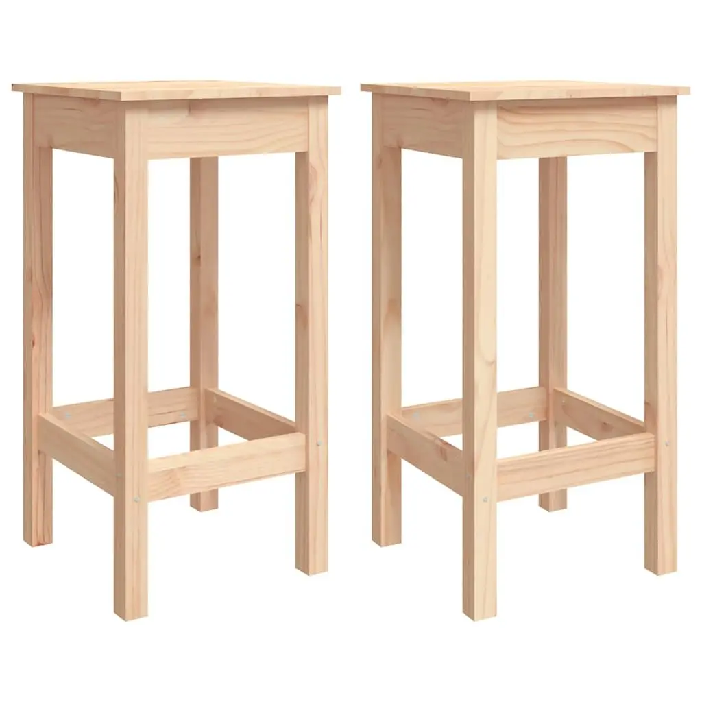 Set of 2 Rustic Wooden Bar Stools for Kitchen Dining