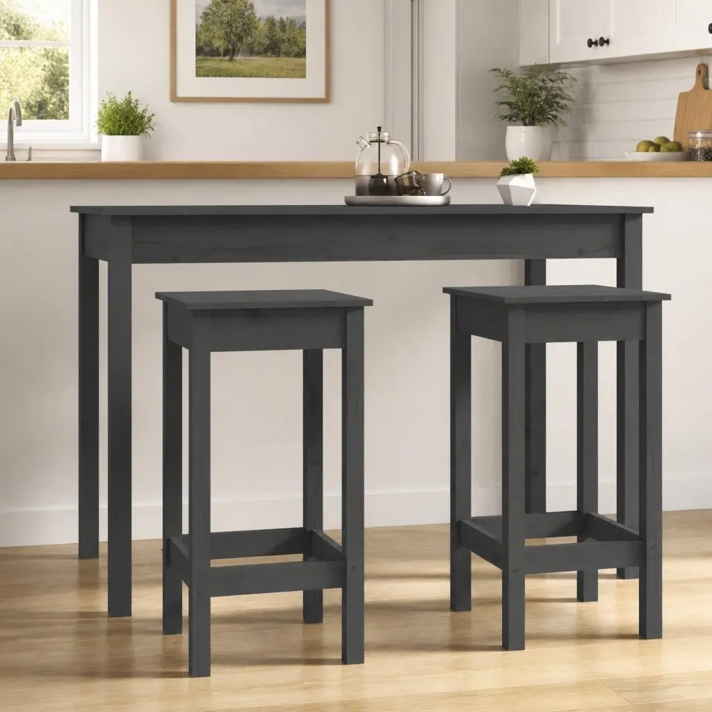 Grey Wooden Bar Stools 2 pcs 40x40x78 cm Without Backrest