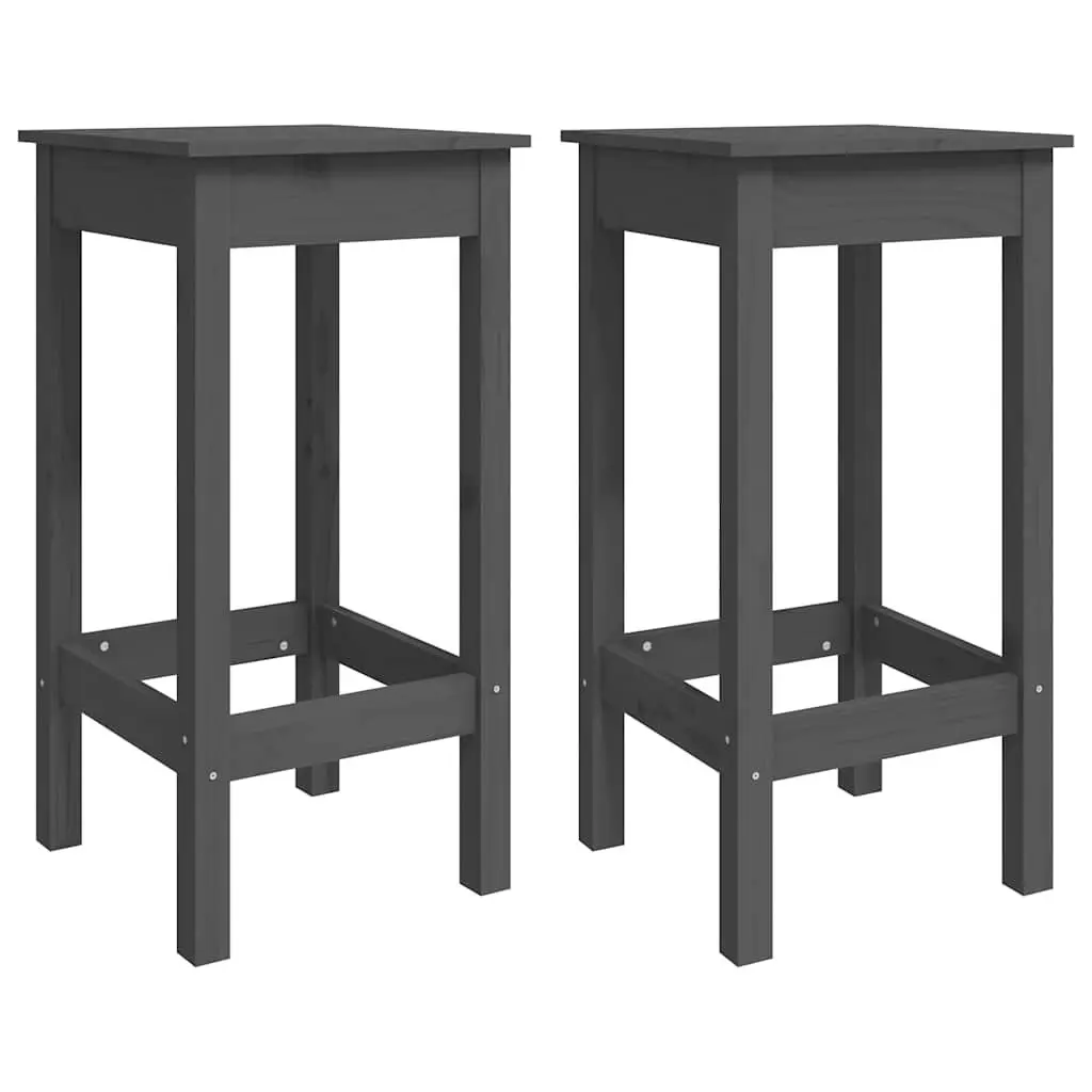 Grey Wooden Bar Stools 2 pcs 40x40x78 cm Without Backrest