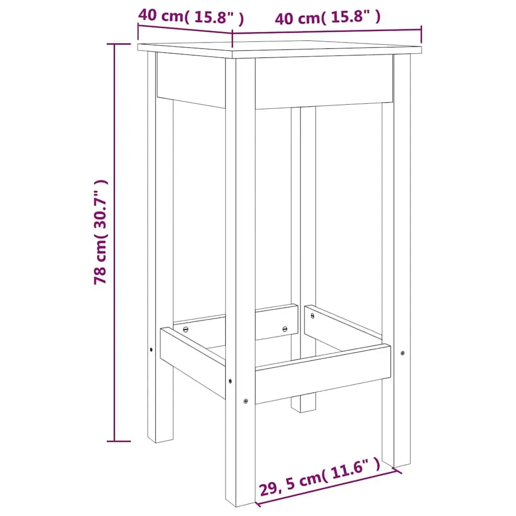 Grey Wooden Bar Stools 2 pcs 40x40x78 cm Without Backrest