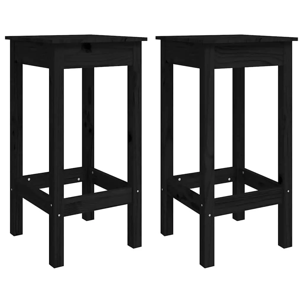 Black Bar Stools Set of 2 with No Backrest