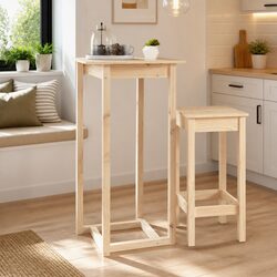 Bar Table 60x60x110 cm Kitchen Dining Wood High Top Counter Furniture Brown
