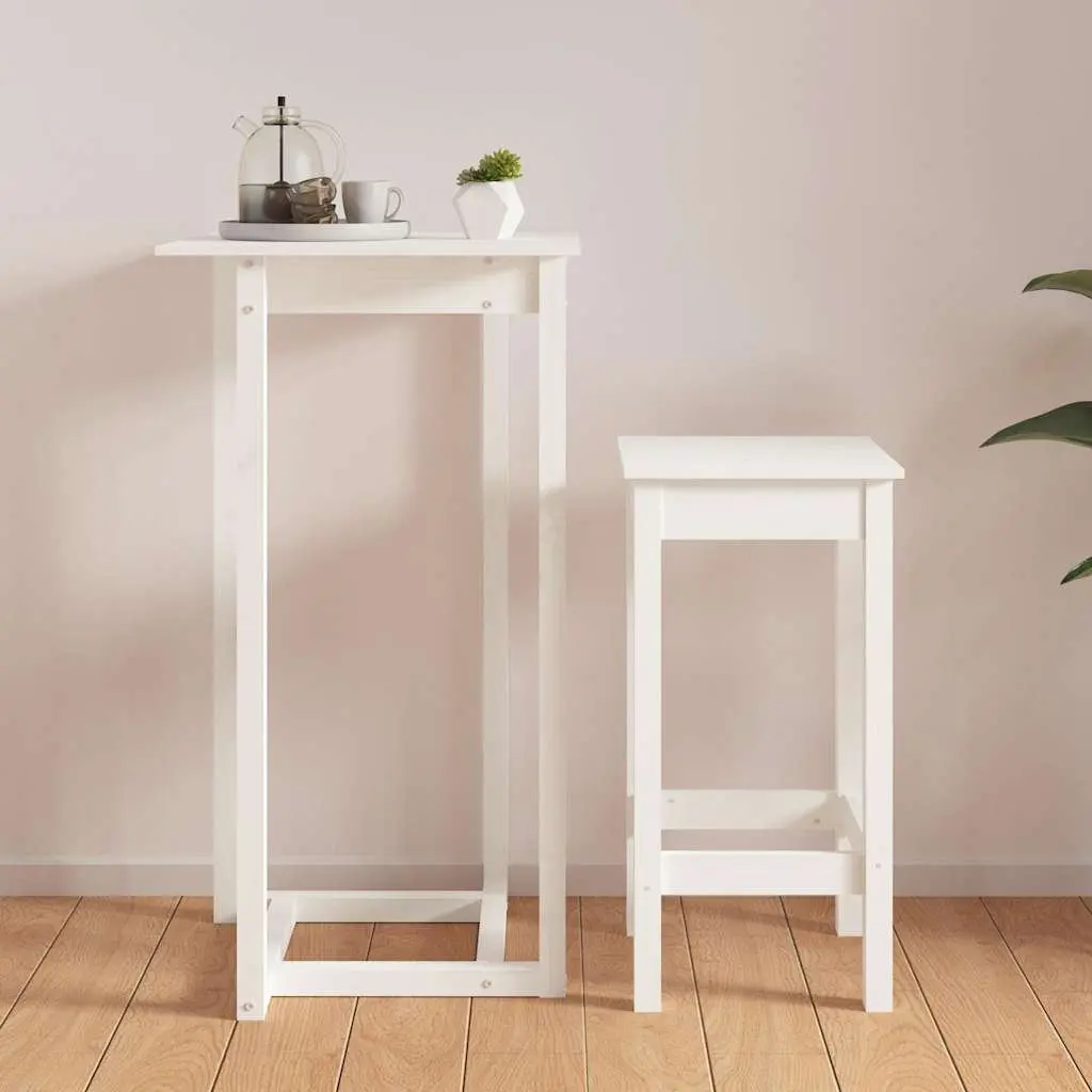 High Top Dining Bar Table White 60x60x110 cm Solid Wood