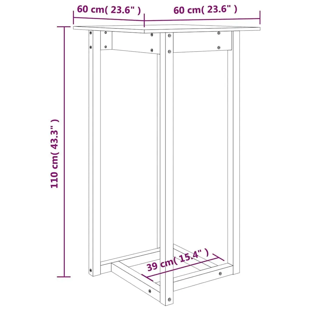 High Top Dining Bar Table White 60x60x110 cm Solid Wood