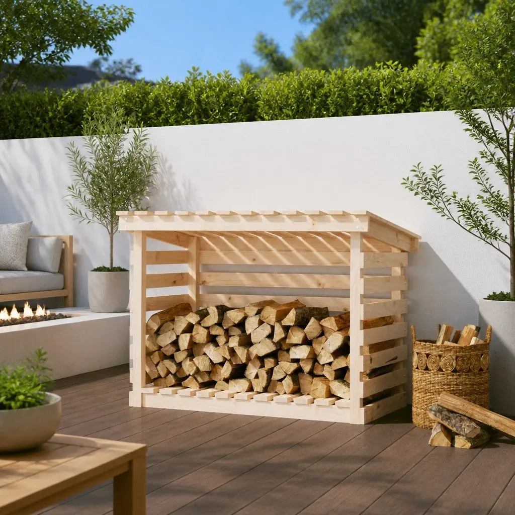 Firewood Rack Solid Wood Pine Natural 108x73x79cm