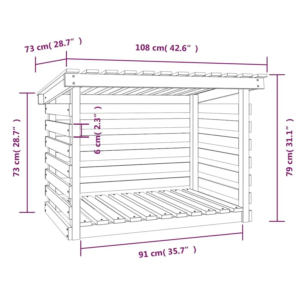 Firewood Rack Solid Wood Pine Natural 108x73x79cm