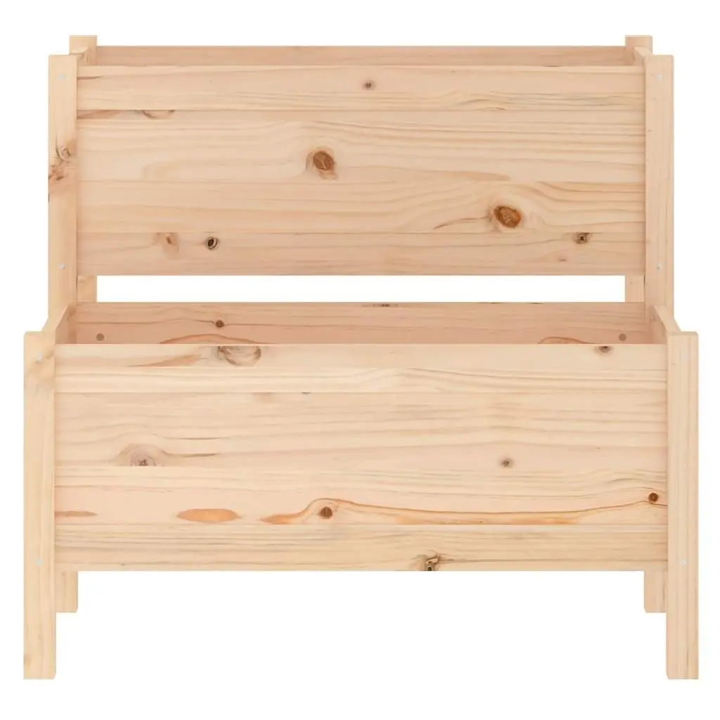 Wooden Planter Solid Pine Wood 2-Tier Raised Flower Bed Box Brown