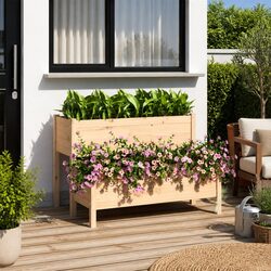 2-Tier Raised Garden Bed Planter Box in Solid Pine Wood