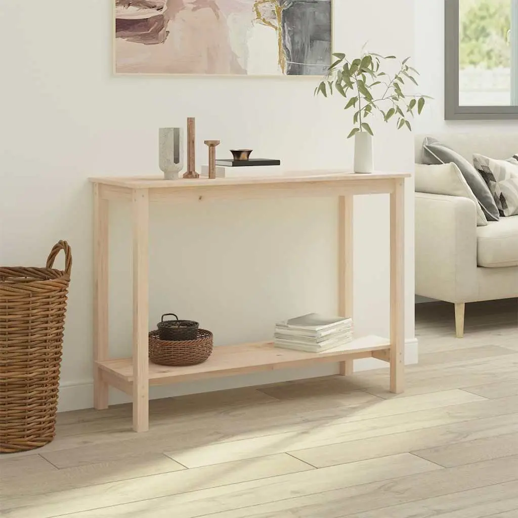 Solid Pine Wood Console Table 110x40x80 cm Modern Brown