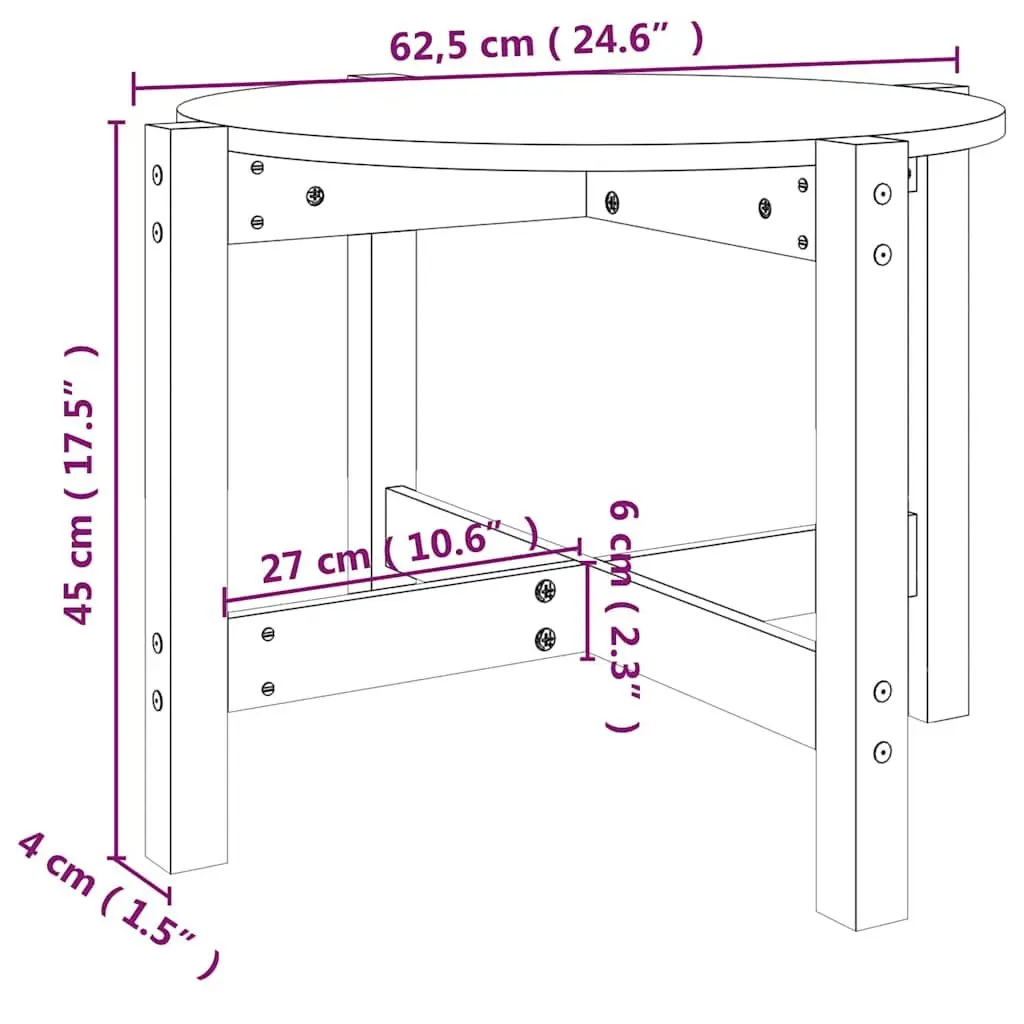 Solid Wood Pine Coffee Table Ø 62.5cm