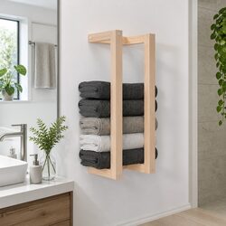 Towel Rack Wall Mounted 23x18x60 cm Solid Pine Wood Bathroom Storage Shelf