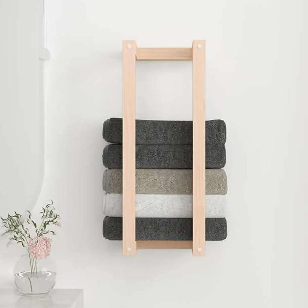 Solid Pine Wood Wall-Mounted Towel Rack 23x18x60 cm